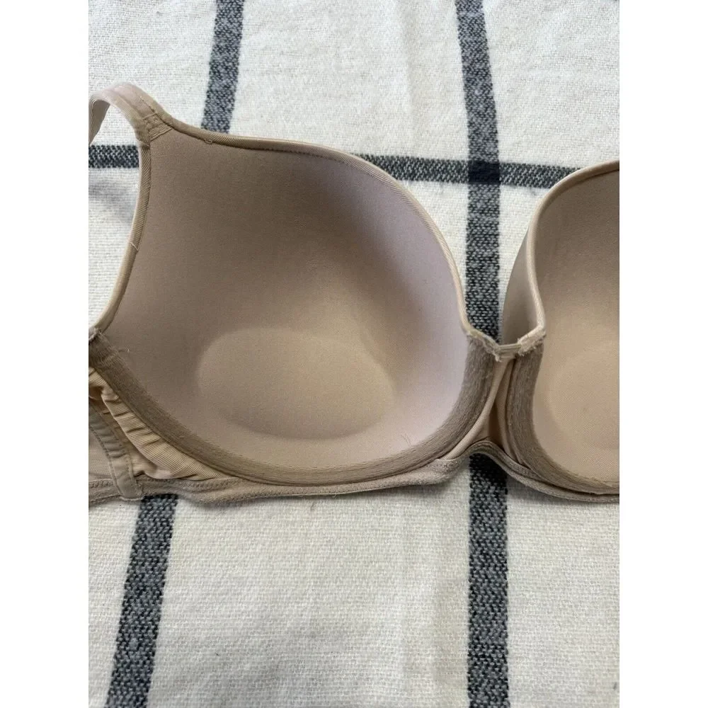 Cacique 40D Balconette Bra‎ Women Beige Underwire Lightly Padded Mesh Wings